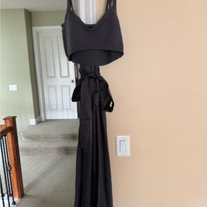 Women’s Black Maxi Dress with Tie Waist